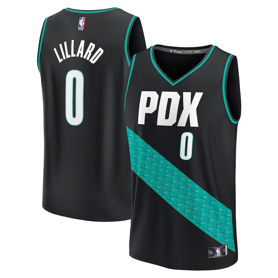 Men Portland Trail Blazers #0 Damian Lillard Fanatics Branded Black City Edition 2022-23 Fastbreak NBA Jersey